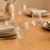 thumbnail of WellHome - Set van 4 glazen van 420 ml met gestreept design, Ø6x10,5 cm
