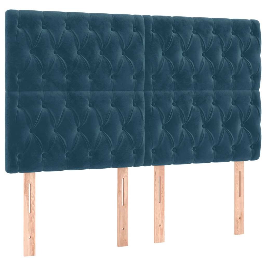 vidaXL Kopfteil Dunkelblau 160 x 7 x 118/128 cm Samt