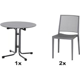 thumbnail of SIENA GARDEN Urban Lights Set 3teilig Square Stuhl gastrotauglich grau  mit Tisch Sola Ø80