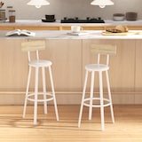 thumbnail of HOMCOM juego de 2 taburetes de bar, respaldo y reposapiés, asiento de 75,5 cm de altura, fácil montaje, estilo industrial, natural y blanco