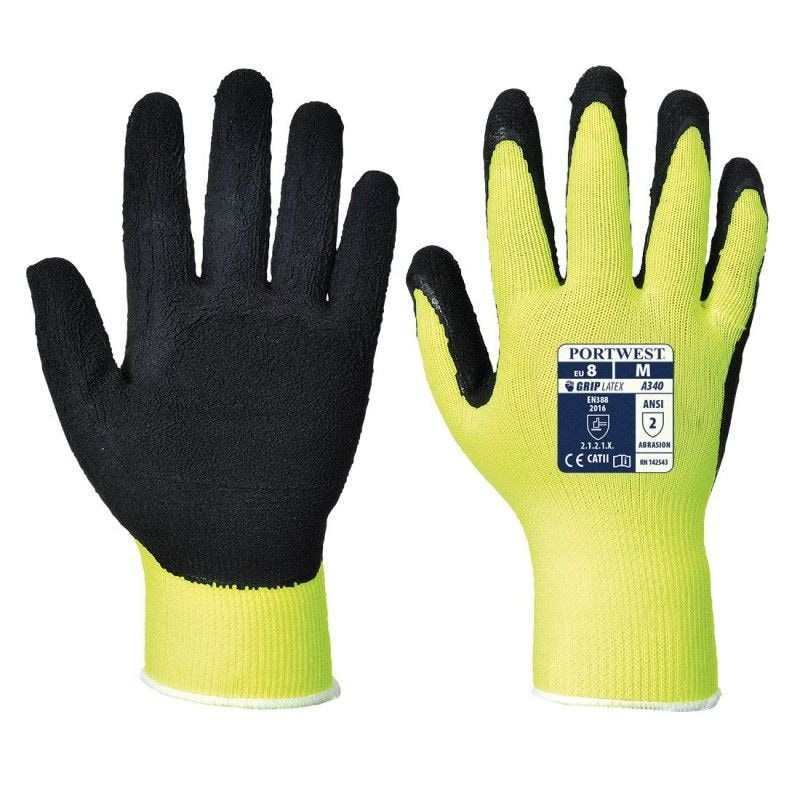 Portwest - Gants manutention enduit mousse de latex GRIP HV (Pack de 12) http://carbonn.fr/img/co/16.jpg Taille 11