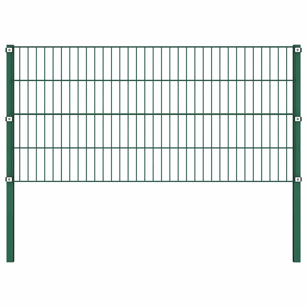 Panel de valla con postes hierro verde 1,7x0,8 m