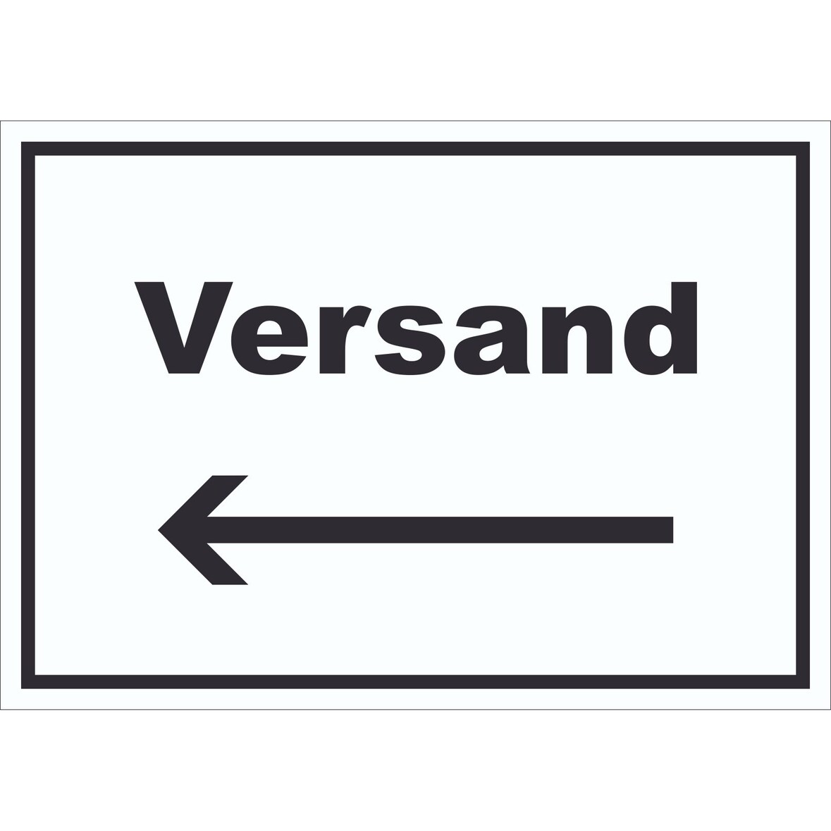 Versand Schild mit Text und Richtungspfeil links Lieferung shipping waagerecht A0 Rückseite selbstklebend