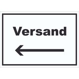thumbnail of Versand Schild mit Text und Richtungspfeil links Lieferung shipping waagerecht A0 Rückseite selbstklebend