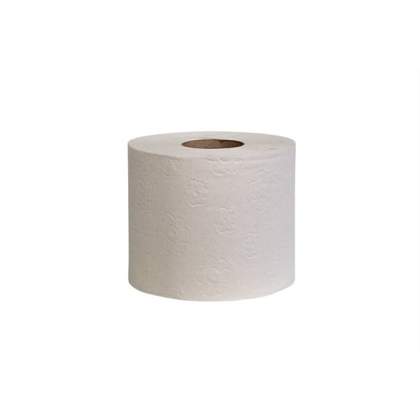 Toilettenpapier Basic, 2-lagig, RC-Qualität, Blumenprägung, weißes Tissue, 10 x 12 cm / Blatt, Umweltzeichen nach RAL UZ5
