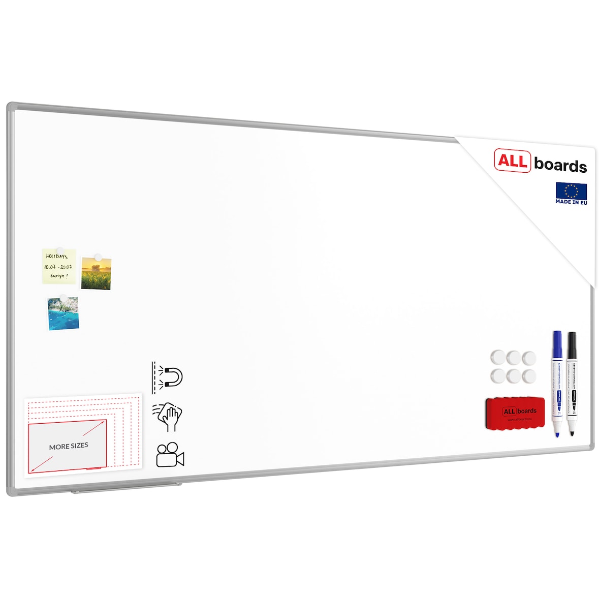 ALLboards Keramik-Magnettafel emailliert P3 200x100 cm, Alurahmen