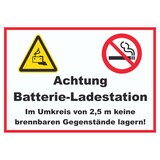 thumbnail of Achtung Batterie Ladestation Schild A2 Rückseite selbstklebend