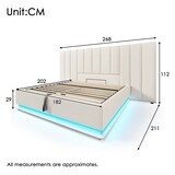 thumbnail of Polsterbett 180x200 cm mit hydraulischem Stauraum, LED-Beleuchtung und USB-C-Anschlüssen – elegantes Design in Weiß für modernen Komfort