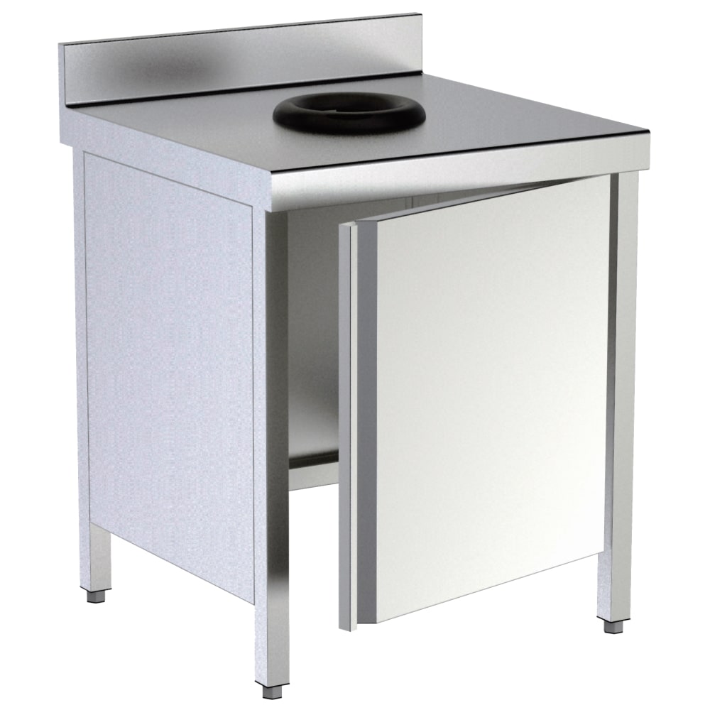 Mesa de esvaziamento de pratos com anel de silicone e porta - 700x700x850 mm - 10707APM Eurast