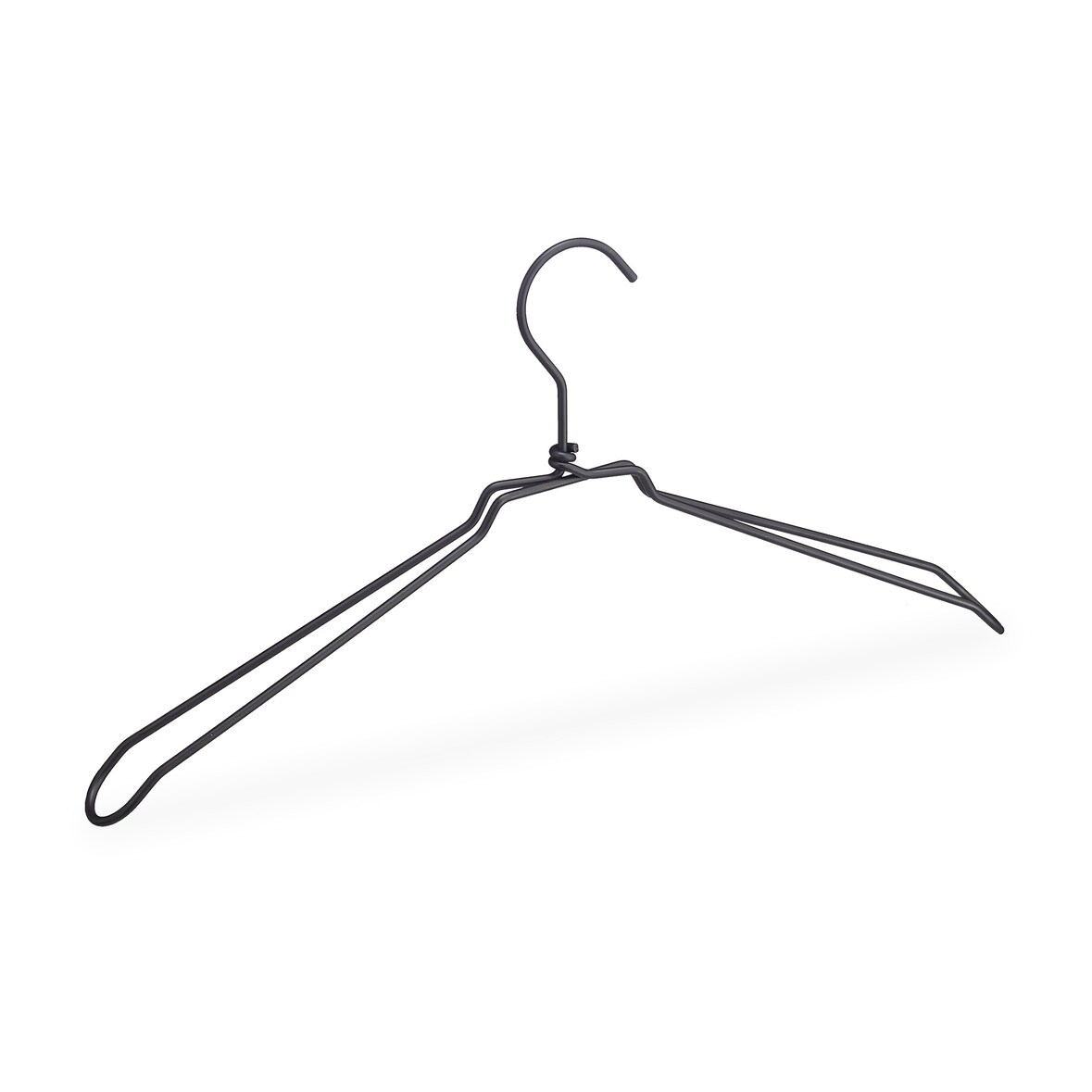 Relaxdays Kleiderbügel, 12er Set, für Hemden, Jacken & Blusen, Industrie Design, Metall, 45 cm breit, Bügel, schwarz