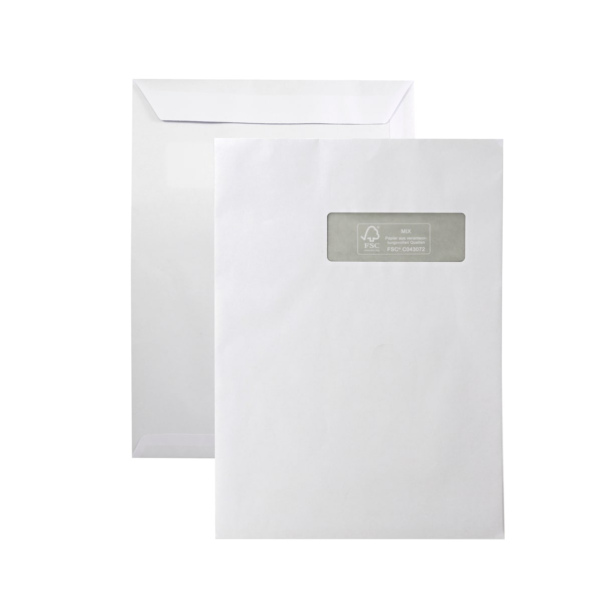 SIGMA Enveloppen, C4-formaat, met venster, zelfklevend, wit, 250 stuks