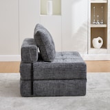 thumbnail of Klappbares Schlafsofa Schlafsessel Bodensofa Gästebett 79x79x57 mit Kopf- und Lumbalkissen hochdichter Schaum Cordbezug platzsparend Grau