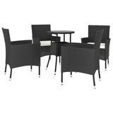 thumbnail of vidaXL 5-tlg. Garten-Bistro-Set mit Kissen Schwarz Poly Rattan