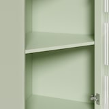 thumbnail of Merax armario esquinero LED con app, puerta de cristal y estante abierto, 63.5 x 34.5 x 124 cm, verde