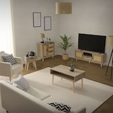 thumbnail of ML-Design TV-Schrank 120x50,5x30 cm Eiche Rattan Massivholzfüße TV-Board Lowboard Wohnzimmer bis 55 Zoll