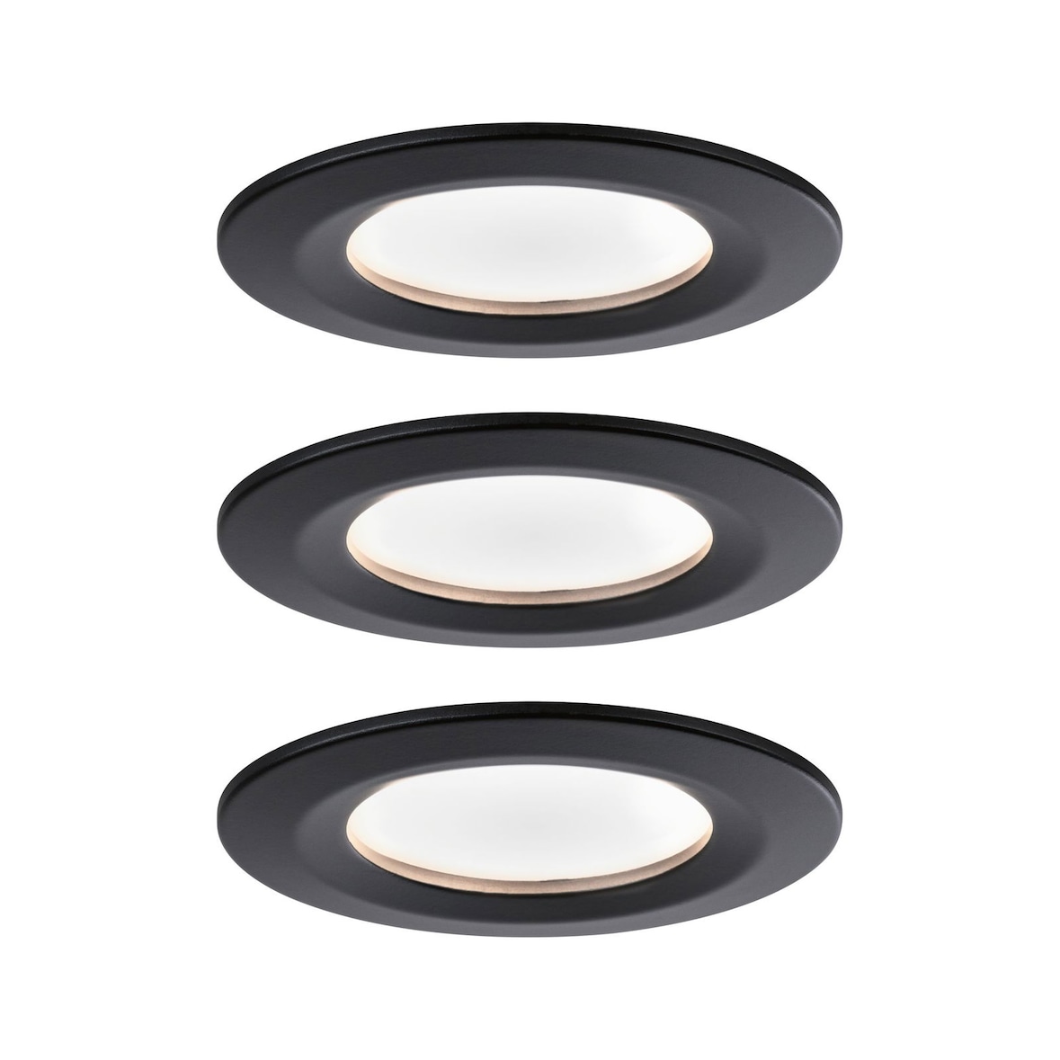 Paulmann Spot encastré LED 3-Step-Dim Nova Coin Kit de base fixe IP44 rond 78mm  Coin 3x6W 3x470lm 230V gradable 2700K Noir mat 94474