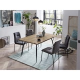 thumbnail of Möbilia eettafel 150 x 90 cm | blad MDF met eiken decor | metalen onderstel | B 150 x D 90 x H 77 cm | naturel-zwart | 18020006 | TAFEL serie