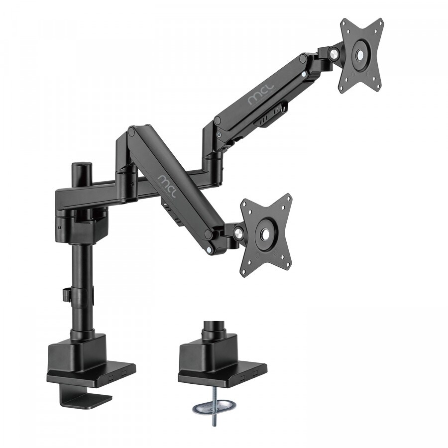 MCL - Support écran bureau à amortisseur - 2 écrans jusqu'à 32''/9Kg  Noir