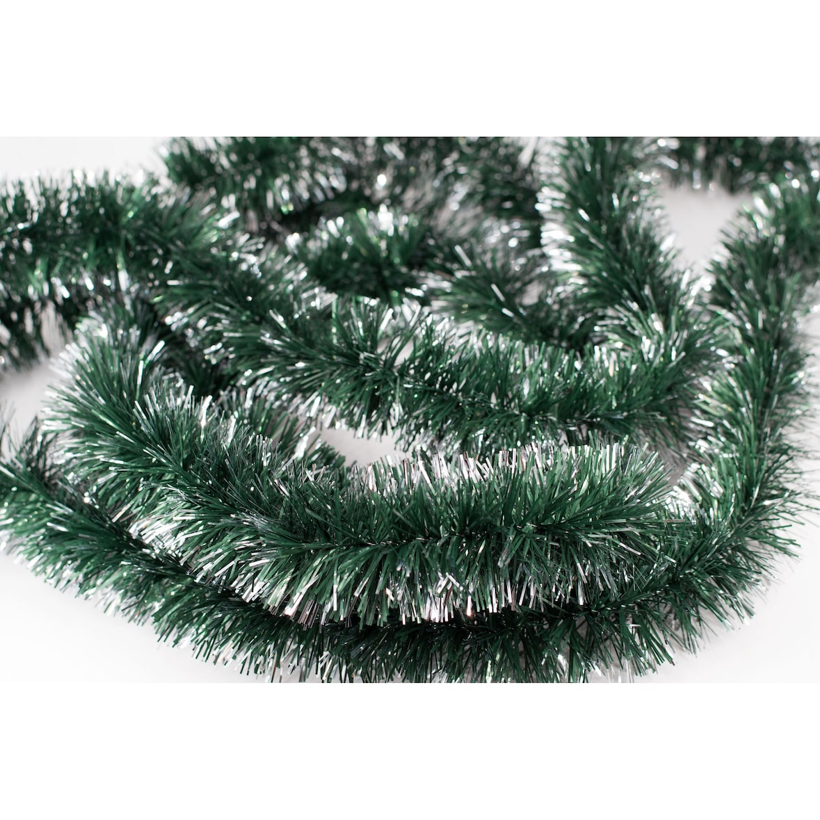 3m Weihnachtsgirlande 5cm Lamettagirlande Weihnachtsbaumgirlande Dekogirlande Weihnachten Christbaumgirlande Lametta Girlande Dunkelgrün Silber