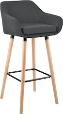CLP Set Di 2 Sgabelli Da Bar Peru – Regolabili In Altezza (64-84 Cm), Con Sedile Imbottito E Rivestimento In Tessuto Grigio Scuro, Base A Tromba Cromata, Poggiapiedi - 6