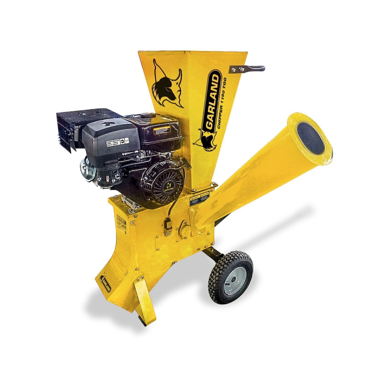 GARLAND CHIPPER 1190TQG-V24 Biotriturador de gasolina  4 T 420 cc, 9 kW y 115 kg . Martillos y cuchillas Dmax 9 cm e ramas y broza  1 cm. Ruedas neum.