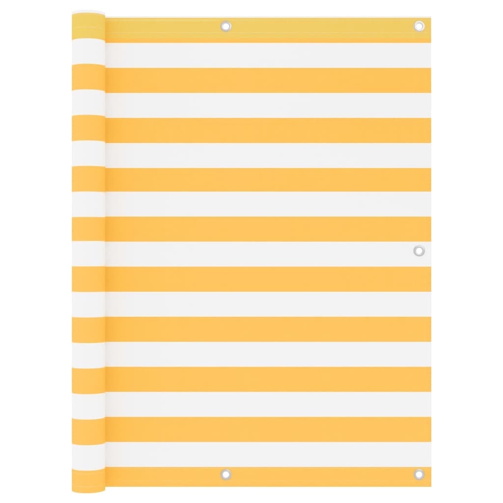 Helloshop26 - Paravento per balcone frangivista 120 x 600 cm tessuto Oxford bianco e giallo 02_0010077