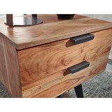 thumbnail of Nachtkonsole 47 x 65 x 35 cm Akazie Massivholz Nachttisch Boxspringbett, Nachtkästchen 2 Schubladen, Nachtschrank Modern mit Metallbeinen,