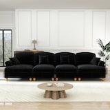 thumbnail of Sofa 4-Sitzer Mid-Century-Chenille Schwarz 350x83x93 cm mit abnehmbarem Rüschenschürze und komfortablen Sitz