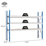 thumbnail of PROREGAL Weitspannregal MAXIMUS Pro | Grundregal | HxBxT 200x175x50cm | 6 Ebenen | Spanplatten-Fachboden | Fachlast 770kg | Lichtblau/Lichtgrau