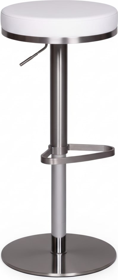 Barhocker WL1.294 Weiß Edelstahl höhenverstellbare Sitzhöhe 57 - 82 cm, Barstuhl Modern 360° Drehbar, Tresenhocker mit Standfuß, Design Bistrohocker
