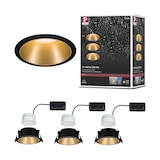 thumbnail of Paulmann LED-inbouwlamp 3-Step-Dim Cole Coin Set van 3  IP44 rond 88mm  Coin 3x6W 3x470lm 230V dimbaar 2700K Zwart#Goud mat 93404