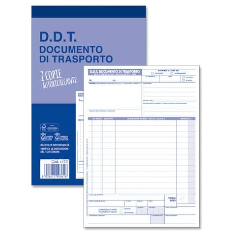 Confezione 10 Blocchi O.C.L. DDT mittente - destinatario 50x2 copie  14x21 cm 0110
