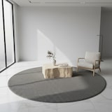 thumbnail of Teppich Schlafzimmer Unifarben Pflegeleicht Waschbar Strapazierfähig Wohnzimmer Esszimmer Rund Grau 160x160 cm – CIMA von Kadima Design