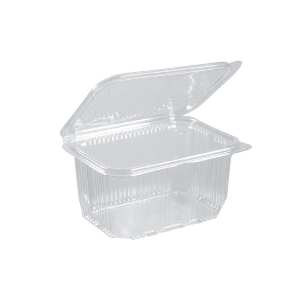 50 Barquettes à Salade 1500 ml avec Couvercle Attenant (192x184xH.80mm) en PET Pratiques, Hermétiques et Résistantes - D-Work