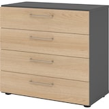 thumbnail of bümö smart Schubladenschrank, Büroschrank 80cm breit in Graphit/Eiche mit 4 Schüben - Bürocontainer aus Holz, Container mit Metallgriffen & Soft-Stop