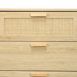 thumbnail of Cajonera de dormitorio cómoda de madera con 6 cajones de rejilla de ratán estilo bohemio mueble cajonera para salón oficina estudio 110x40x69 cm