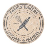 thumbnail of 4 Tischsets rund 38cm Jute Platzsets mit bedrucktem Bäckerei Motiv Platzdeckchen Tellerunterlage Tischuntersetzer Set Küche Gastronomie Beige Schwarz