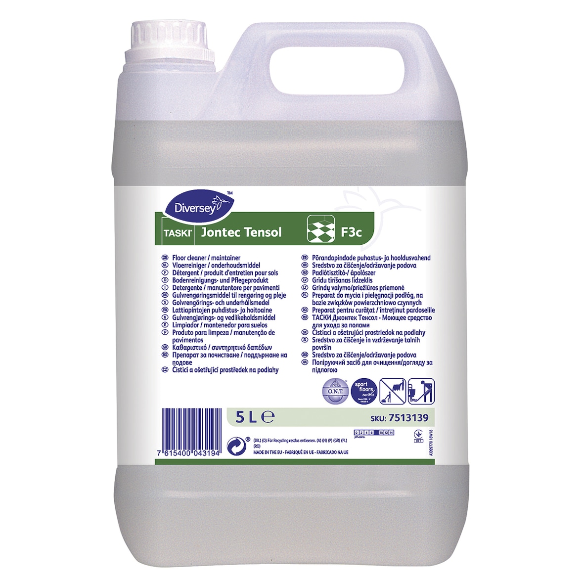 TASKI | Jontec Tensol F3c - Detergente para la limpieza y mantenimiento de suelos - 5 L