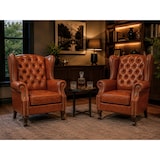 thumbnail of Chesterfield Fauteuil - Bruin - Leer - Stoel Chesterfield - Arm Chair - Chesterfield Wing Chair