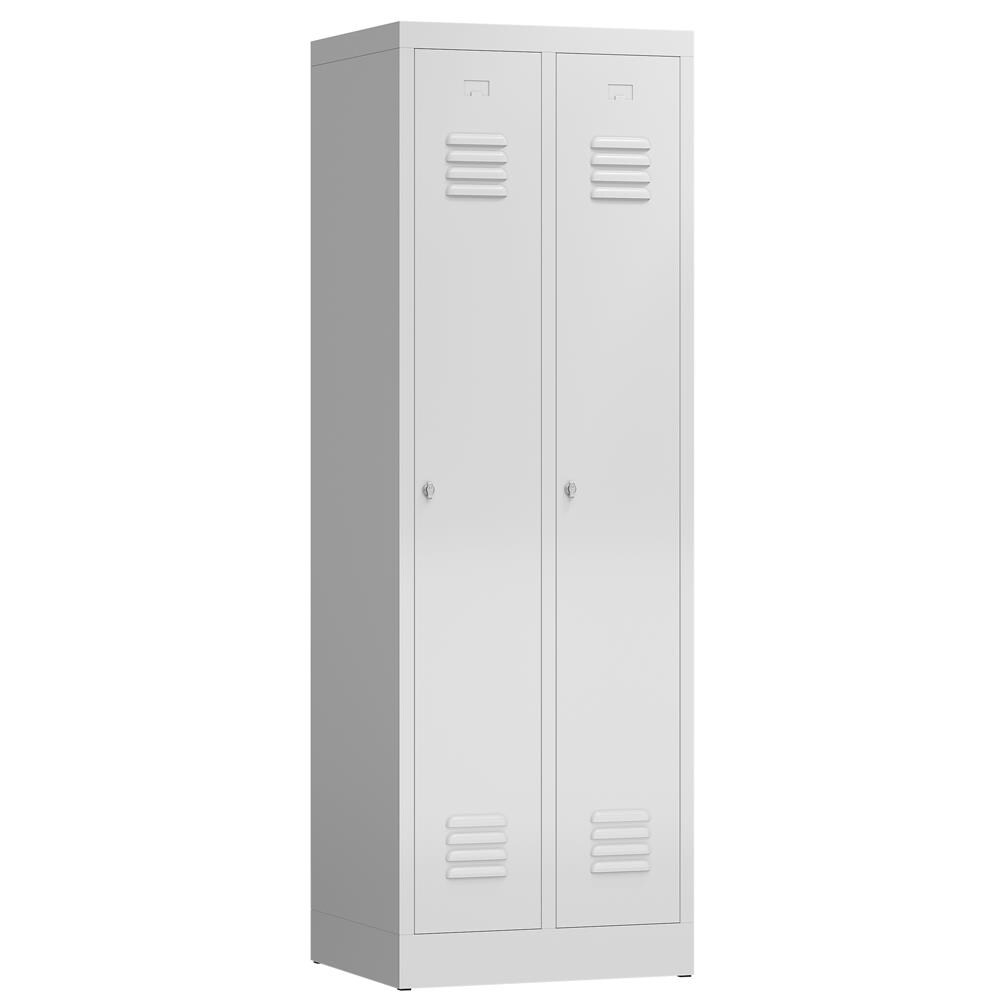 Spind Stahl Kleiderschrank Garderobenschrank 2 Abteile 1800 x 600 x 500 mm lichtgrau X-510120