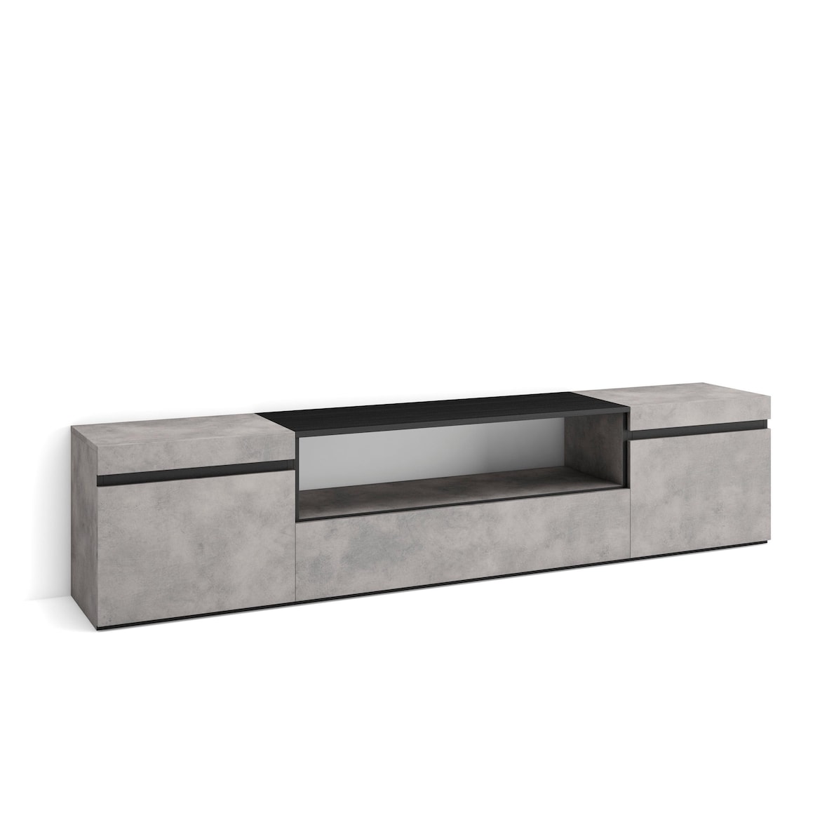 TV-Meubel, Lowboard, Woonkamer, Eetkamer, 200x35x45cm, Voor tv's tot 80", TV-Tafel, Moderne stijl, Cement _ 51_17