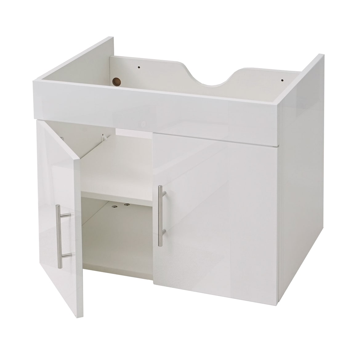 Décoshop26 - Meuble sous-vasque meuble de salle de bain brillant 60cm blanc 04_0001250