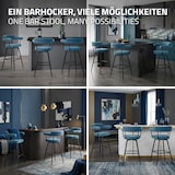thumbnail of ML-Design Barhocker drehbar 2er Set Blau, Teddy-Stoff, H76 cm, Gepolsterte Barstühle, Küchenstühle mit Arm- & Rückenlehne, 360° Drehstuhl Tresenhocker
