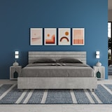 thumbnail of Cama con almacenaje 160x190 con cabecera recta de listones cemento Ankel