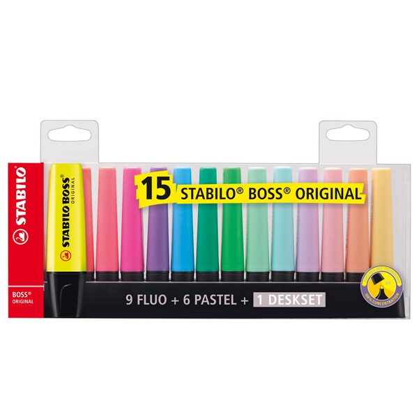 STABILO Set de bureau de 15 surligneurs BOSS ORIGINAL