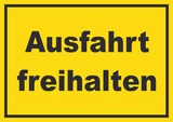 thumbnail of Ausfahrt freihalten Schild gelb-schwarz A6 Rückseite selbstklebend