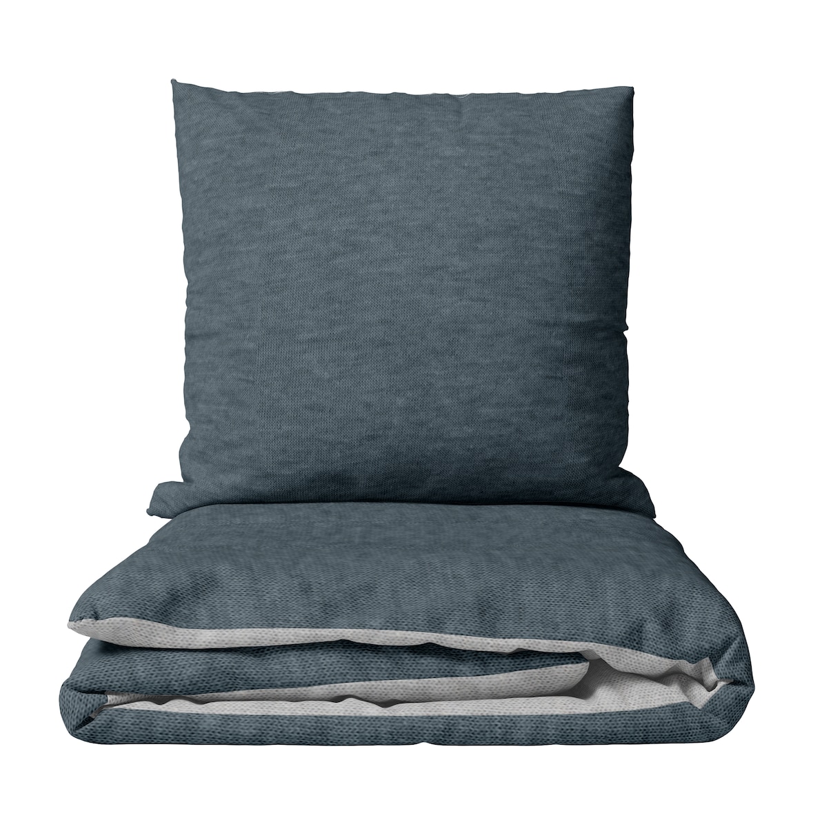 Bettwäsche Set Baumwolle Jersey 135x200 cm Anthrazit Hellgrau Melange mit Reißverschluss, 4 teilig