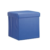 thumbnail of Relaxdays Faltbarer Sitzhocker, Sitzcube mit Stauraum u. Deckel, Fußablage, Sitzwürfel aus Kunstleder, 38x38x38 cm, blau