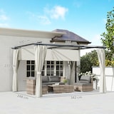 thumbnail of Outsunny pérgola con techo retráctil 4x3 m pérgola de aluminio con paredes laterales cenador con tela de poliéster anti-UV resistente al agua crema