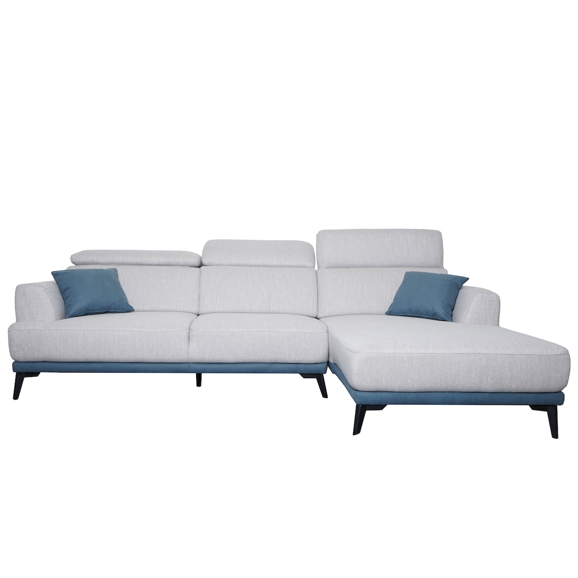 Sofa HWC-G44, Ecksofa L-Form 3-Sitzer, Liegefläche Nosagfederung Taschenfederkern verstellbar 277cm ~ rechts, hellgrau